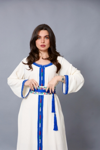 صورة  Modern Moroccan Kaftan With Embroidered Belt