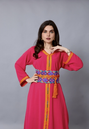 Picture of Modern Moroccan Kaftan With Embroidered Belt